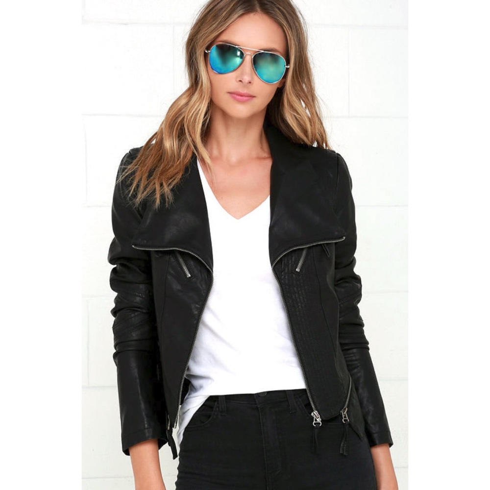Black Vegan Leather Motorcycle Jacket